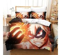 CCIZFMQ My Hero Académie Parure De Lit 3D Imprimé Microfibre 3 Pièces Katsuki Bakugo Housse De Couette pour Filles, Garçons, Décoration Chambre Moderne Single(140x200cm)