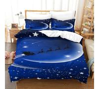 CCIZFMQ Noël Night Sky Parure De Lit 3D Imprimé Microfibre 3 Pièces Père Noël Housse De Couette pour Enfants Ados Adultes Décoration Chambre À Coucher Moderne Super King（260x220cm）