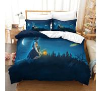 CCIZFMQ Sorcière Halloween Parure De Lit 3 Pièces Microfibre 3D Imprimé Starry Sky Housse De Couette pour Filles Garçons Décoration Chambre À Coucher Moderne Super King（260x220cm）