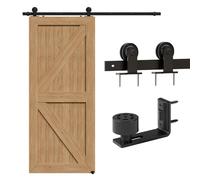CCJH 1.8M/6FT Quincaillerie De Porte Coulissante Kit Porte Coulissante Rail Contient un Guide de Plancher Réglable