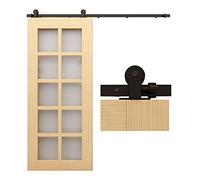 CCJH 152cm/5FT Système de Porte Coulissante Quincaillerie Kit de Rail pour Porte Coulissante Noirs (Forme de T)