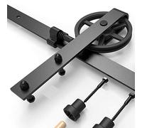 CCJH 167cm/5.5FT Kit de Rail pour Porte Coulissante, Kit de voie de Placard de Porte de Grange pour Une Porte (Forme de Rouleau de Gros Roue)