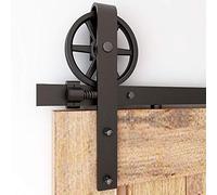 CCJH 183cm/6FT Kit de Rail pour Porte Coulissante, Kit de voie de Placard de Porte de Grange pour Une Porte (Forme de Rouleau de Gros Roue)