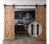CCJH 274 cm/9 FT Ferrures pour portes coulissantes Kit d'accessoires pour portes coulissantes en vrac, kit de porte en bois double