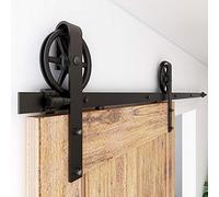 CCJH 332cm/11FT Kit de Rail pour Porte Coulissante, Kit de voie de Placard de Porte de Grange pour Une Porte (Forme de Rouleau de Gros Roue)
