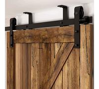 CCJH 5.5FT/1.6M Rail de porte coulissante suspendu au plafond, Ensemble de rails de suspension en forme de L Noir