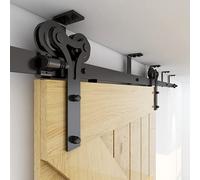 CCJH 6.6FT/200cm Rail de Porte Coulissante Support de montage au plafond Kit de Rail pour Porte Coulissante Système de Porte avec Roulettes et Rail Forme Y Cintre à rouleaux Set Pour porte simple