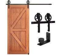CCJH 7.5FT/224cm Rail Porte Coulissante Quincaillerie Kit Avec Guide au Sol Réglable - Industriel Big Spoke Wheel Forme J -Pour porte simple