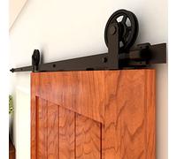 CCJH 8FT/246cm Kit Porte Coulissante Sliding Barn Door Hardware Mécanisme Grande roue Monture supérieure en forme de T Systeme Porte Coulissante Interieur - Pour une porte