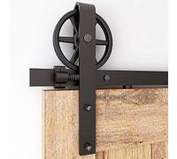 CCJH 8FT Kit de ferrures de porte coulissantes 242 cm pour porte coulissante Rail de suspension pour porte simple en bois (grande roue style 01)