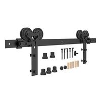 CCJH 9FT (274cm) pour porte simple Kit de rail de porte coulissante, ensemble de cintre en forme de Y de rail de quincaillerie de porte en bois de grange