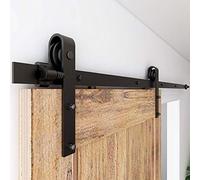 CCJH Kit de ferrures de porte coulissante - 183 cm - Système de rail pour porte coulissante - Rail de suspension pour porte simple en bois