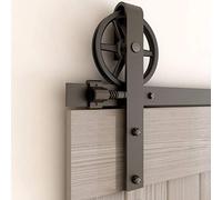 CCJH Kit de ferrures de porte coulissante - Rail de suspension pour porte coulissante - Pour porte simple en bois - 183 cm