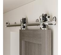 CCJH Kit de Rail Pour Porte Coulissante 2.74M (9FT) Acier Inoxydable Argent, Quincaillerie Pour Porte En Bois Simple