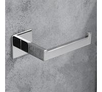 CCKOLE Porte-rouleau de papier toilette sans perçage - En acier inoxydable 304 chromé - Autocollant - Pour salle de bain et cuisine - Argenté chromé - Sans perçage