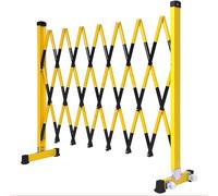 CCKUYT Barrière de sécurité mobile Concertina rétractable en fibre de verre jaune pour économiser de l'espace