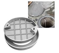 CCKUYT Couvercle de trou d'égout rond en acier inoxydable et cadre, couvercle d'inspection en métal intégré avec trou de tirage, couvercle de bassin d'égout invisible pour cour, trottoir, allée, zone