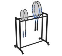 CCKUYT Étagère de rangement pour balle de basket-ball, garage et raquette de tennis avec roulettes, support de rangement robuste pour raquette de badminton