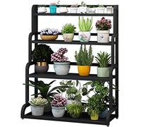CCKUYT Étagères de rangement pour plantes d'intérieur - Étagère échelle pour pots de fleurs, supports de plantes d'intérieur à 4 niveaux - Support de fleurs haut pour balcon et extérieur - Noir