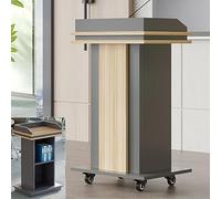 CCKUYT Podium autonome en métal acrylique, pupitre en bois, support d'hôtesse, pupitre d'église avec étagères de rangement, support de conférence de bureau