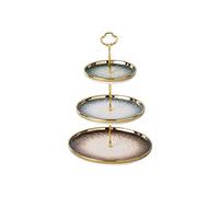 CCKUYT Présentoir à gâteaux lumineux de luxe en céramique avec poignée en métal - Table à dessert à 3 étages - Multicolore - Présentoir à gâteaux amovible