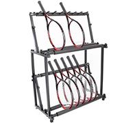 CCKUYT Présentoir pour raquette, support de rangement pour raquette, noir à 2 niveaux, convient pour les équipements de fitness tels que les raquettes de tennis et les raquettes de badminton