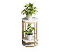 CCKUYT Support de plantes en bois à 2 niveaux - Organisateur de plantes chinoises en pot - Table ronde pour intérieur et extérieur - Étagère à fleurs - Support de présentation pour plantes