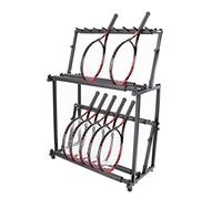 CCKUYT Support de rangement pour balles - Noir - 2 étagères - Support de rangement robuste pour 14 guitares - Support de raquette de badminton pour la maison, la salle de jeux, le garage et le dortoir