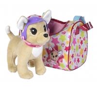 Simba Peluche Chi Chi Love Grand Tour Chihuahua avec casque et sac de transport, 20 cm, dès 3 ans