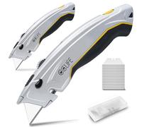 CCLFIE 2 PCS Cutter Universel Professionnel avec 20 lames de rechange, Cutter Utilitaire avec poignée antidérapante pour des découpes précises