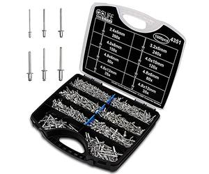 CCLIFE 1000 Pièces Boite de rivet pop，Rivets aveugles aluminium Ø2.4mm-3.2mm-4mm-4.8mm