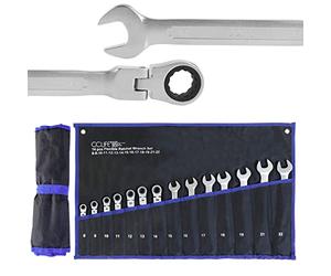 CCLIFE 14 pièces Lot de cle a cliquet articulé 8-22mm | Cr-V | Clés à fourche système métrique 72 dents