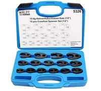 CCLIFE 15pcs Jeu de Clé à Tuyauter à Tête Pivotante 1/2' et 3/8' Clé à Fourche, Clé Polygonale Ouverte 6 pans, Clé Crowfoot Taille de 8-24mm Matériau CR-MO