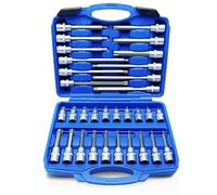 CCLIFE 32 pièces clé à douille coffret douille cle douille Jeu de douilles à embouts Torx multiple embout douille T20-T70 1/2 (12,5mm)