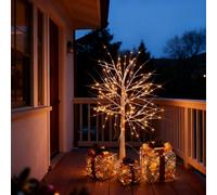 CCLIFE Arbre Lumineux Interieur LED de Noel Extérieur Lumineuse avec Fonction de Mémoire, Lampe Arbre en Bouleau Blanc Chaud, IP44, 120 cm, 150 LED, CushHom