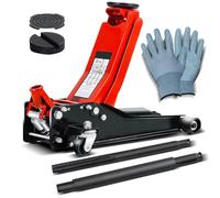 CCLIFE Cric Hydraulique Extra Plat 3T Cric Voiture Hauteur de Levage de 75-510mm Gants de Montage Coussin en Caoutchouc Support mécanique