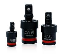 CCLIFE Douille à cardan 1/2" 3/8" 1/4" Cardan pour clé à choc ou cliquet embouts outils, 3 pcs 360° Rotatifs Joint Universal acier au chrome-molybdène