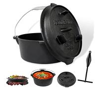 CCLIFE Dutch Oven Lot de 4/6/9 litres en fonte avec marmite à feu pour barbecue et camping