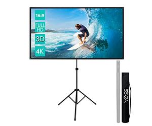 CCLIFE Ecran Videoprojecteur 100 Pouces, Écran de Projection TV et Home Cinema Toile Retroprojecteur sur Pied Enroulable Deroulant Manuel 4k HD 16/9 Piedaprès Support Trepied Sol