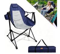 CCLIFE Fauteuil a Bascule,Chaise de Camping Pliable avec Sac de Transport et Porte-Gobelet -Inclinaison Réglable Chaise de Jardin Robuste et Portable pour Pique-Nique/Pêche-Charge de Poids 100kg