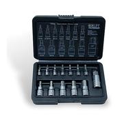CCLIFE Jeu de hex douilles à embouts,13 Douilles à 6 pans,métriques taille de 2mm - 14mm 1/4" 3/8" 1/2"