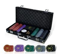 CCLIFE Jeu de Jetons de Poker, 300/500 Jetons de Poker de Casino avec Boîtier en Aluminium, Cartes à Jouer, dés, Dealer
