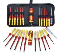 CCLIFE Jeu de Tournevis Magnétiques Electricien,13 Pièces VDE Tournevis Isolés Interchangeables 1000V avec Testeur de Tension Conformément à la Certification GS