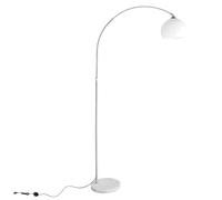 CCLIFE Lampe Lampadaire à arc salon courbée, Lampe arceau moderne en chrome Lampadaire sur pied marbre, Couleur: Blanc, réglable en hauteur 130-180cm