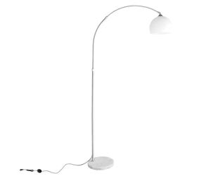 CCLIFE Lampe Lampadaire à arc salon courbée, Lampe arceau moderne en chrome Lampadaire sur pied marbre, Couleur: Blanc, réglable en hauteur 130-180cm