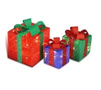 CCLIFE Lot de 3 Cadeau Lumineux Noel Boîtes à Cadeaux Lumineuses LED pour Décoration de Noël, Mariage, Maison et Fêtes CushHom