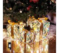 CCLIFE Lot de 3 Cadeau Lumineux Noel Boîtes à Cadeaux Lumineuses LED pour Décoration de Noël, Mariage, Maison et Fêtes CushHom