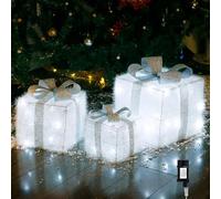 CCLIFE Lot de 3 Cadeau Lumineux Noel Boîtes à Cadeaux Lumineuses LED pour Décoration de Noël, Mariage, Maison et Fêtes CushHom