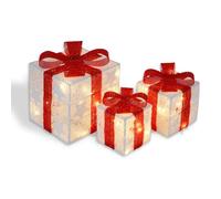 CCLIFE Lot de 3 Cadeau Lumineux Noel Boîtes à Cadeaux Lumineuses LED pour Décoration de Noël, Mariage, Maison et Fêtes CushHom