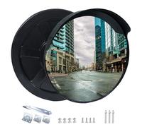 CCLIFE Miroir de circulation convexe 45 cm - Couche épaisse - Pour garages, allées, aide au stationnement - Grand angle réglable - Intérieur et extérieur - Miroir de sécurité incurvé